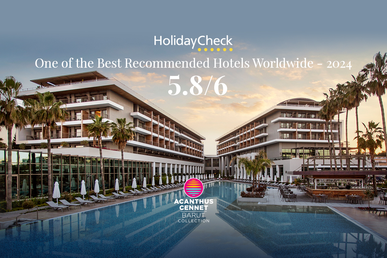 Acanthus Cennet Barut Collection erhielt die HolidayCheck-Auszeichnung "Eines der besten empfohlenen Hotels weltweit".