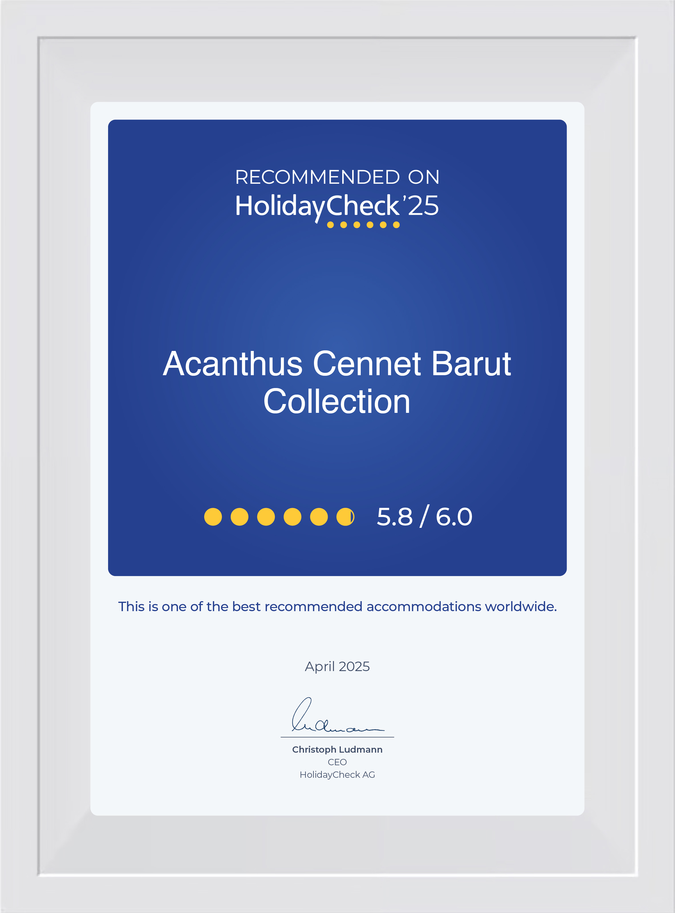 Recommended On Holidaycheck 2025