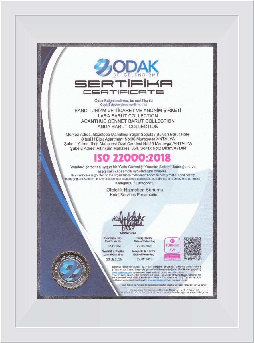 ISO 22000.2018 Gıda Güvenliği Yönetim Sistemi